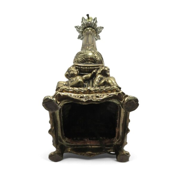 Cherub BRASS Table LAMP With Marble Accents 34" Tall Vintage Gold and Black - Picture 8 of 13